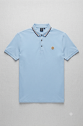 Sky Blue Tipped-Collared Polo Shirt