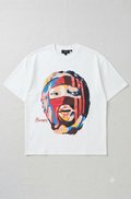 Bwoucy Abstract Balaclava Portrait Graphic Tee - White