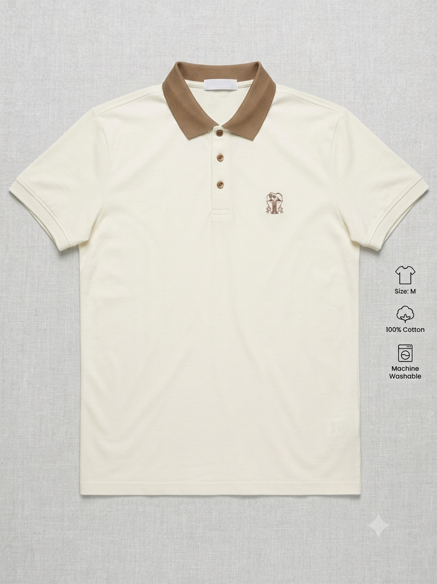 Designer white collared Tshirt for men