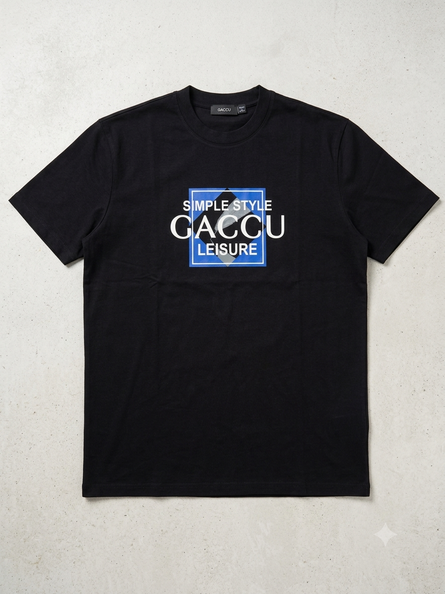 DIDEN EMPIRE "Simple Style" Blue Geometric Box Logo Graphic Tee